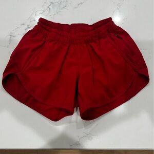 Red Lululemon track that shorts